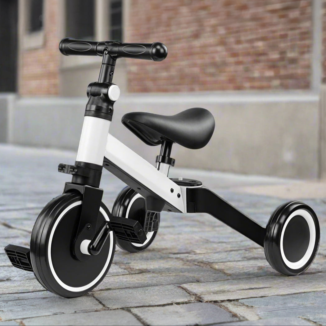 Bicicleta 2 in 1, Zola®, cu 3 roti, cadru din aluminiu, manere din cauciu, alba Bicicleta 2 in 1, Zola®, cu 3 roti, cadru din aluminiu, manere din cauciu, alba